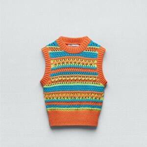 Zara Colorful Striped Knit Vest - New